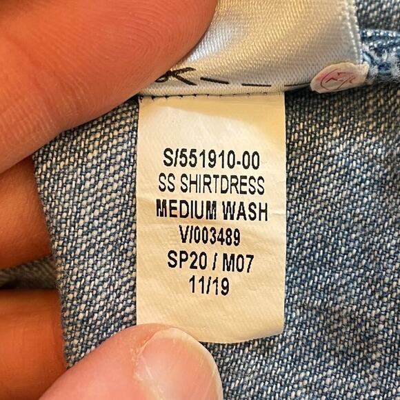 Old Navy Denim Short Sleeve Button Down Collared Shirt Dress, Medium Wash, S - Picture 7 of 11